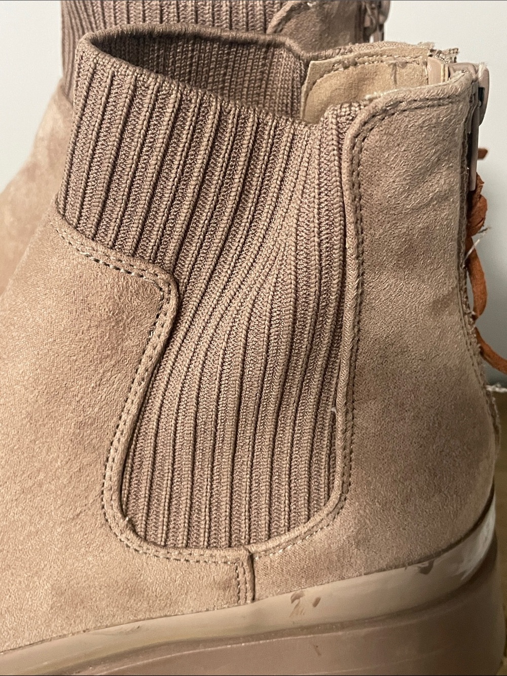 Steve Madden Mauve Suede Rib-Knit Ankle Booties - Picture 9 of 9